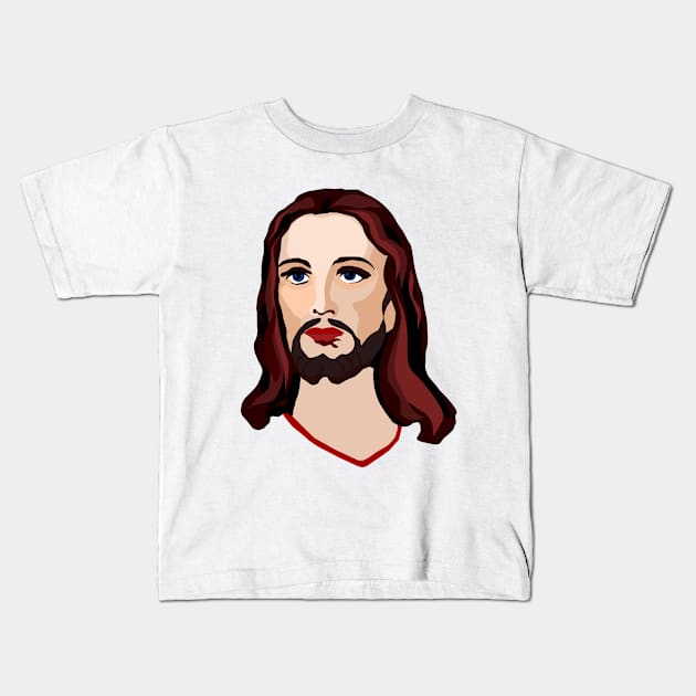 Jesus Portrait Kids T-Shirt by redhornet